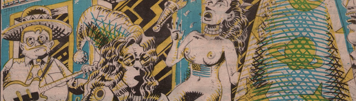 Paperback Jukebox August 1993, issue #24 cover art by Spider Mocassin.