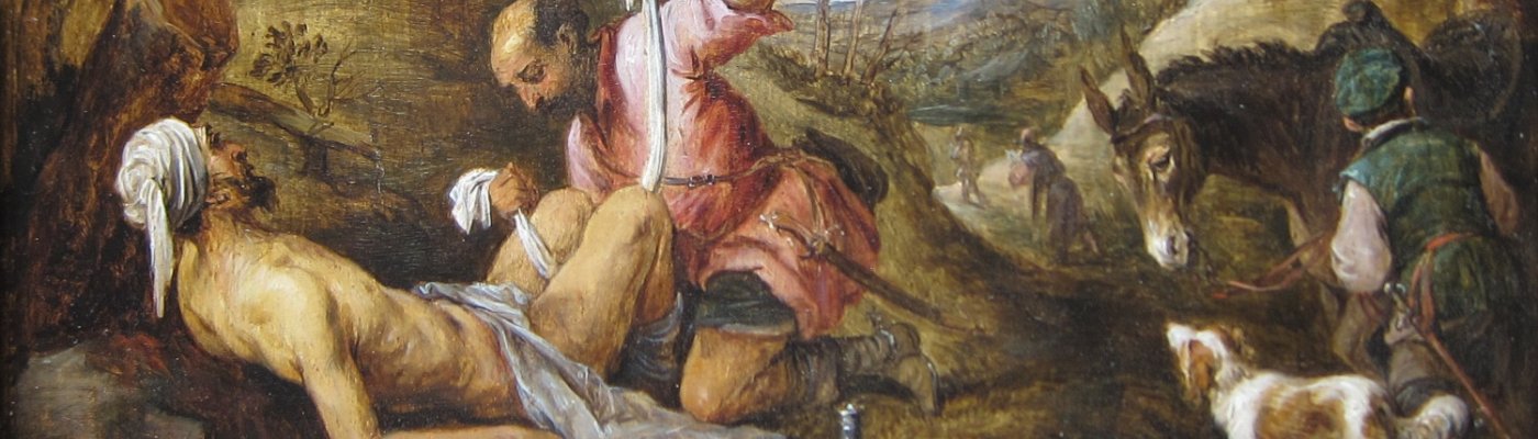 Artistic depiction of the Good Samaritan parable, showing compassion across boundaries and the radical love Jesus taught.